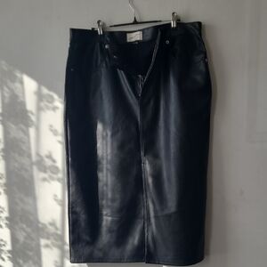 Universal Thread Dark Leather Pencil Skirt